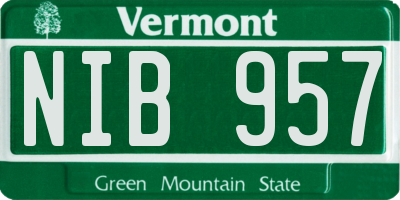VT license plate NIB957