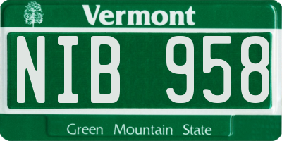 VT license plate NIB958