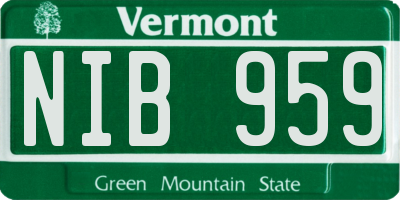VT license plate NIB959