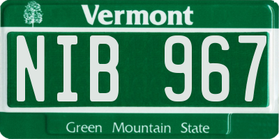 VT license plate NIB967