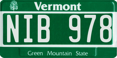 VT license plate NIB978