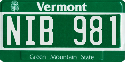 VT license plate NIB981