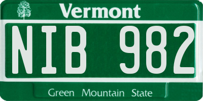 VT license plate NIB982