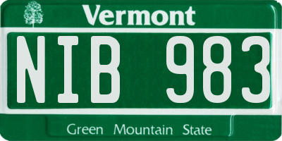 VT license plate NIB983