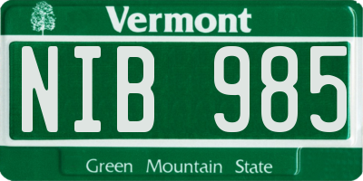 VT license plate NIB985