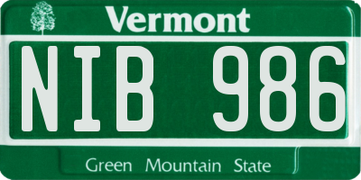 VT license plate NIB986