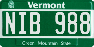 VT license plate NIB988