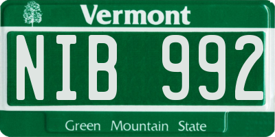 VT license plate NIB992