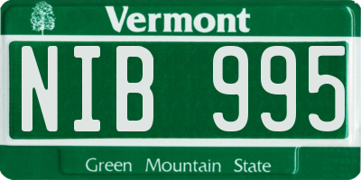 VT license plate NIB995
