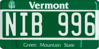 VT license plate NIB996