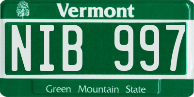 VT license plate NIB997