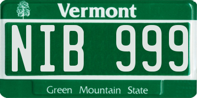 VT license plate NIB999