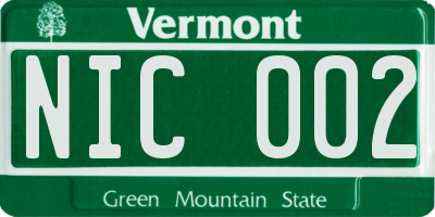 VT license plate NIC002