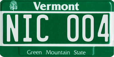 VT license plate NIC004
