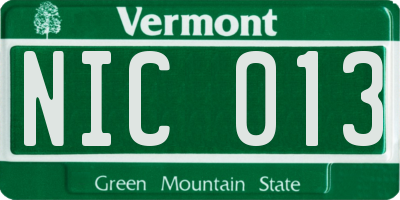 VT license plate NIC013