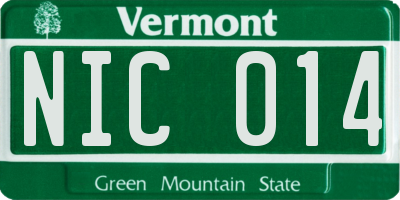VT license plate NIC014
