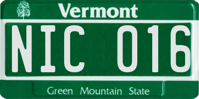 VT license plate NIC016