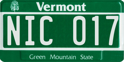 VT license plate NIC017