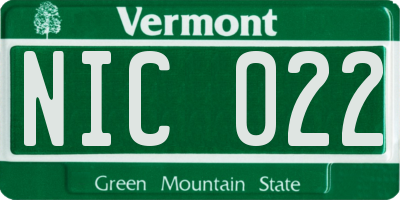 VT license plate NIC022