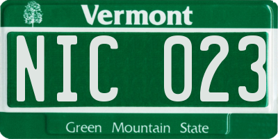 VT license plate NIC023