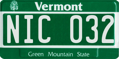 VT license plate NIC032