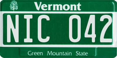 VT license plate NIC042