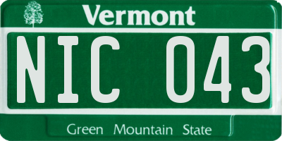 VT license plate NIC043