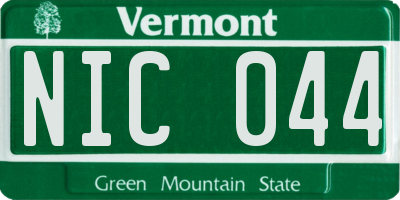 VT license plate NIC044