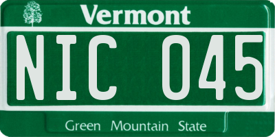 VT license plate NIC045