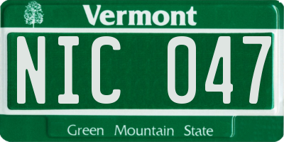 VT license plate NIC047