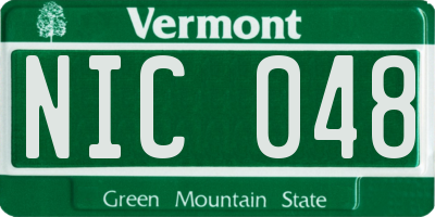 VT license plate NIC048