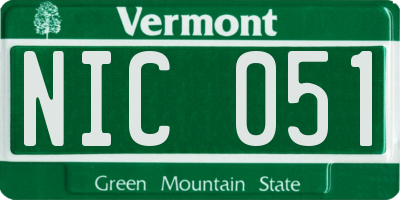 VT license plate NIC051