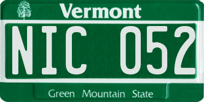 VT license plate NIC052