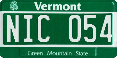 VT license plate NIC054