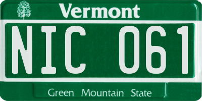 VT license plate NIC061