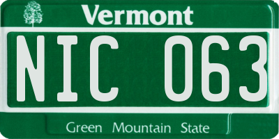 VT license plate NIC063
