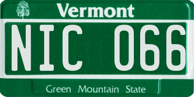VT license plate NIC066