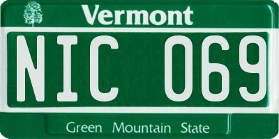 VT license plate NIC069