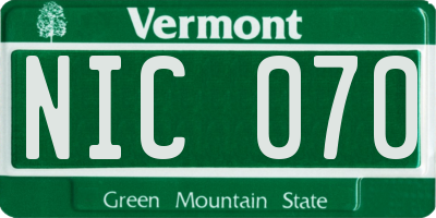 VT license plate NIC070