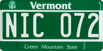 VT license plate NIC072