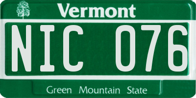 VT license plate NIC076