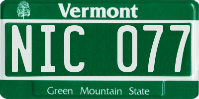 VT license plate NIC077