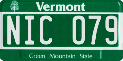 VT license plate NIC079