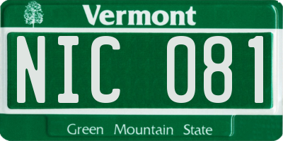 VT license plate NIC081