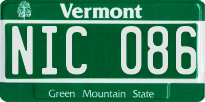 VT license plate NIC086