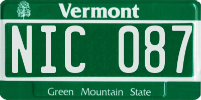 VT license plate NIC087