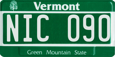 VT license plate NIC090