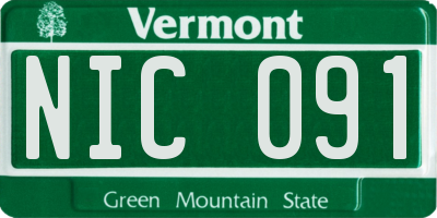 VT license plate NIC091