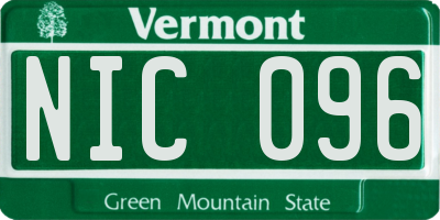 VT license plate NIC096