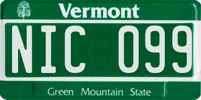 VT license plate NIC099
